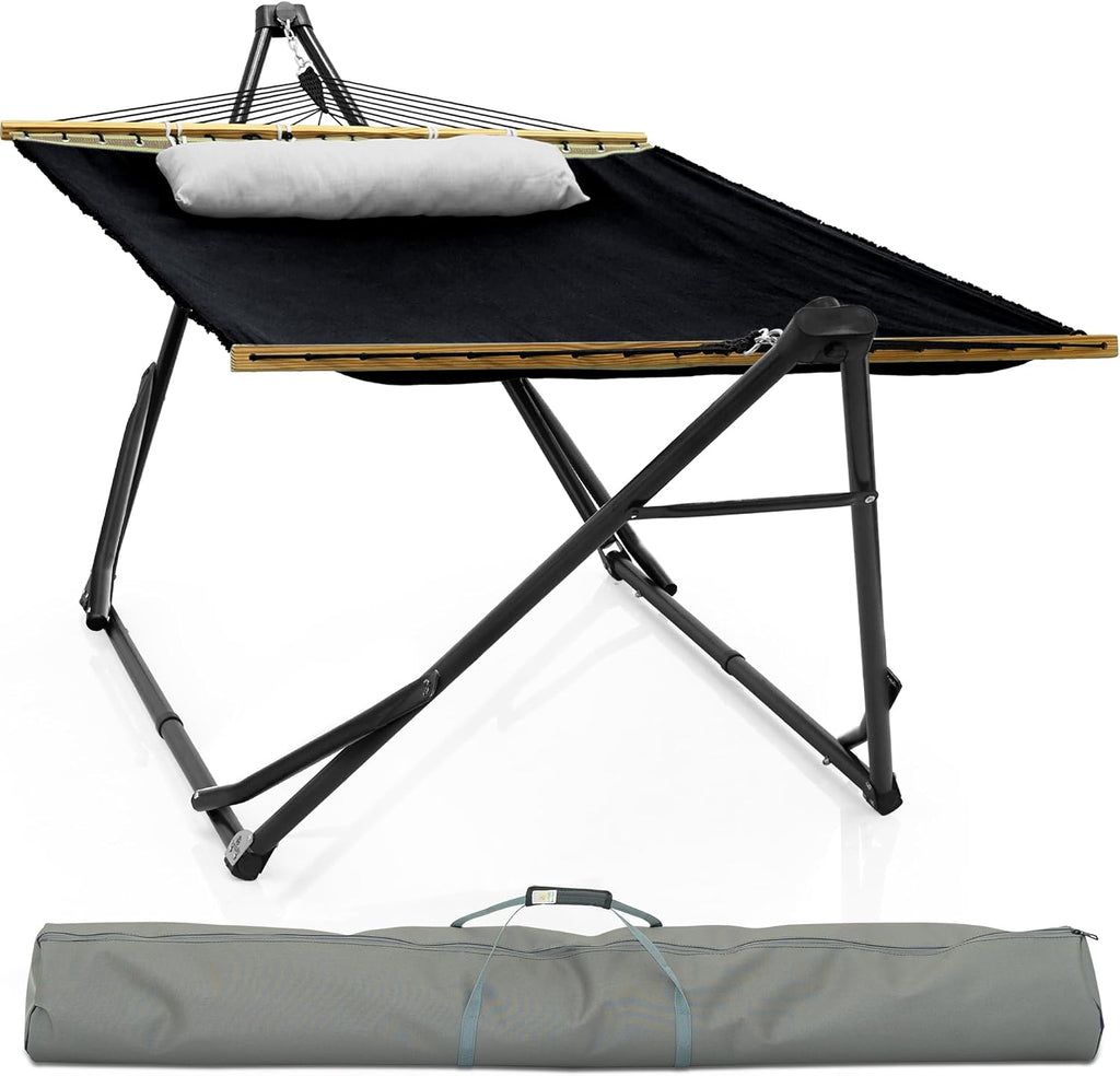 Tranquillo Unity Signature Steel Hammock Stand – 800 lbs Heavy-Duty Frame with Smooth, Noiseless Swing, Pre-Assembled for Quick Setup, Perfect for Indoor & Outdoor Relaxation; Black