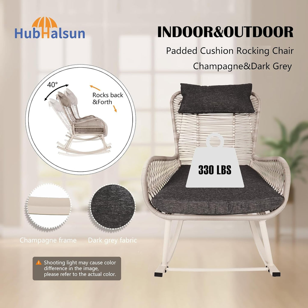 Rocking Chair, Indoor & Outdoor, Rocker Recliner Chair for Front Porch, Garden, Patio, Backyard (61611415)