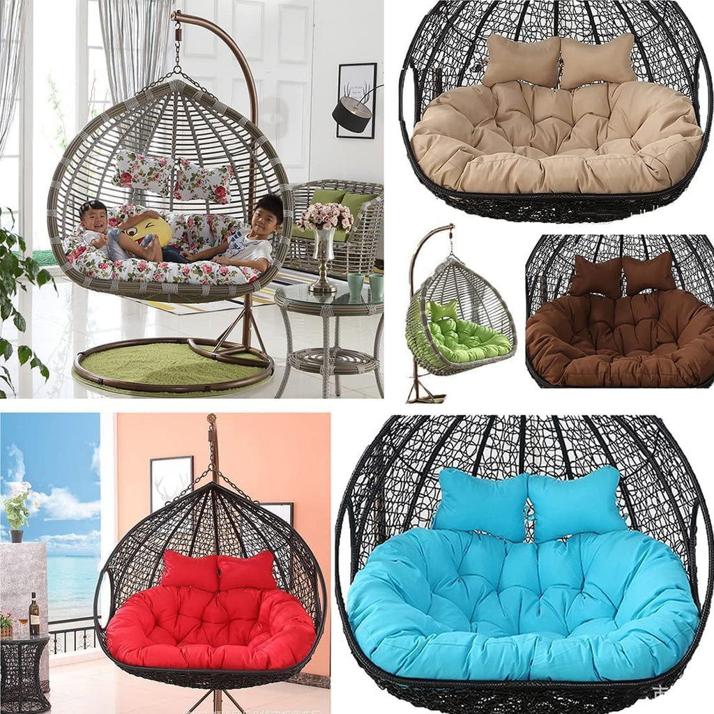 Double Rocking Chair Cushion, Thick Chair Cushion for Hanging Basket Chair, Egg Hanging Chair, Rattan Chair, Wicker Chair Cushion for Indoor Outdoor Patio Garden, Egg Chair Cushion only ( Color : Coff