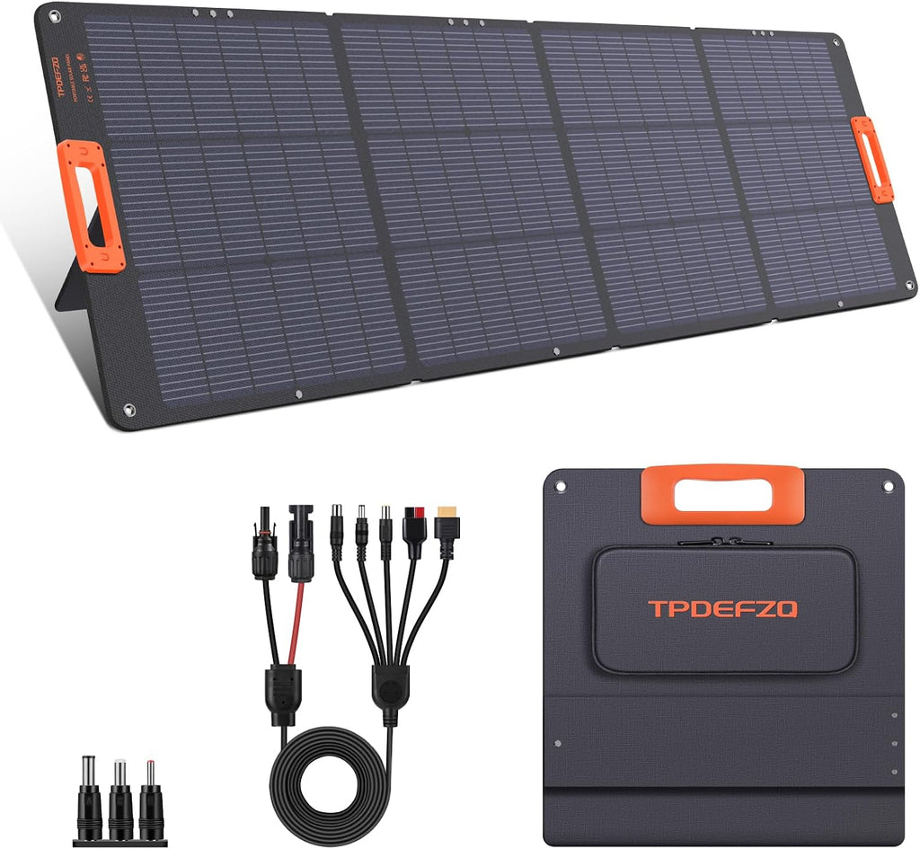 200W Portable Solar Panel Charger,Foldable Solar Panel for Power Station,QC3.0 USB-A &Type-C Output,25% High Efficiency,IP68,Integrated Design Sturdy Durable ETFE for Outdoor Camping,RV,Trip