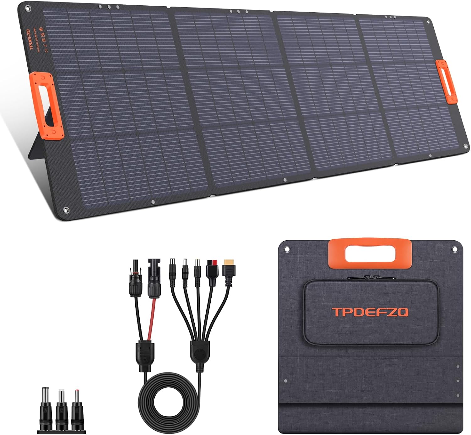 200W Portable Solar Panel Charger,Foldable Solar Panel for Power Station,QC3.0 USB-A &Type-C Output,25% High Efficiency,IP68,Integrated Design Sturdy Durable ETFE for Outdoor Camping,RV,Trip