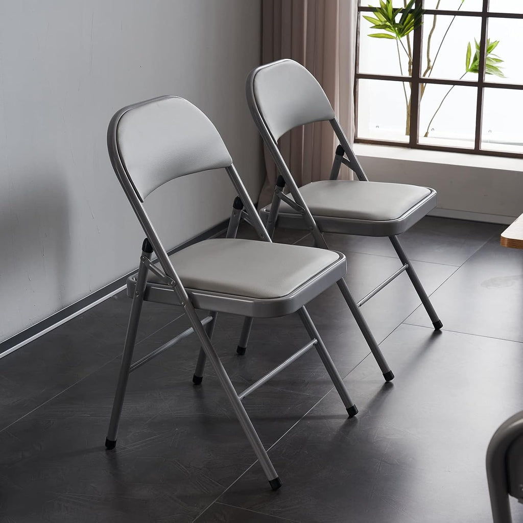 Karl home 8 Pack Grey Folding Chairs with Padded Seats for Outdoor & Indoor, Portable Stackable Commercial Seat with Steel Frame for Events Office Wedding Party, 330lbs Capacity