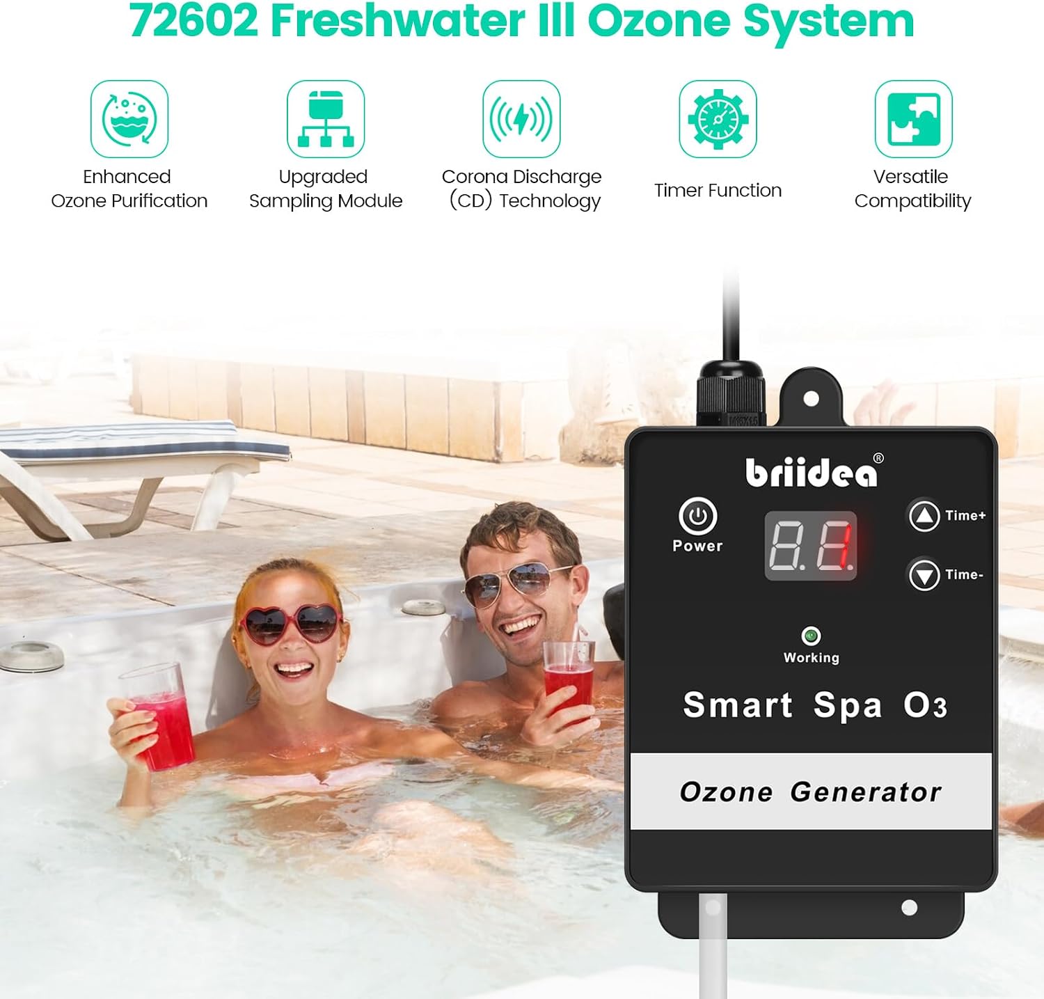 Briidea Ozone Generators, Compatible with Watkins Freshwater III Ozone System 72602, Hot Spring Spas & Hot Tub, Tiger River, Limelight Spa Models 1995 to Current