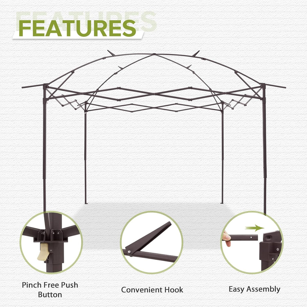 COOS BAY 11x11 Replacement Pop up Gazebo Tent Steel Frame Only, Brown