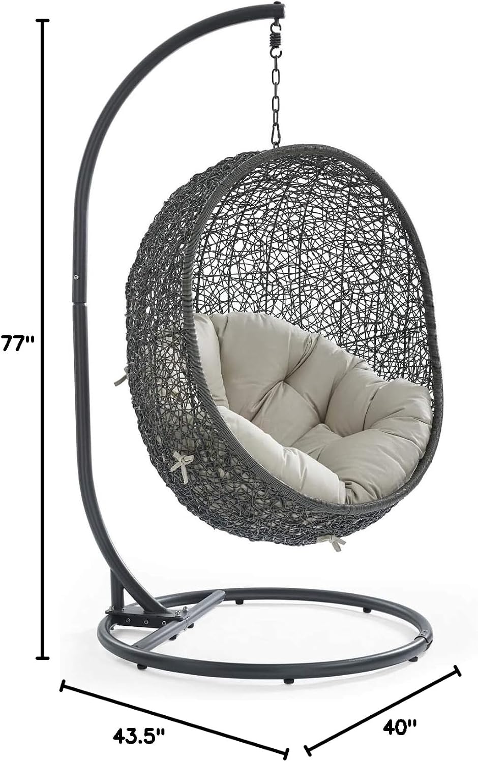 Modway Hide Outdoor Patio Swing Chair, Gray Beige