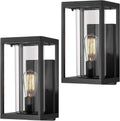 Beionxii Dusk to Dawn Outdoor Wall Lights, Modern Exterior Wall Sconces Porch Lantern, Black Cast Aluminum w/Clear Cylinder Glass - A291W-2PK