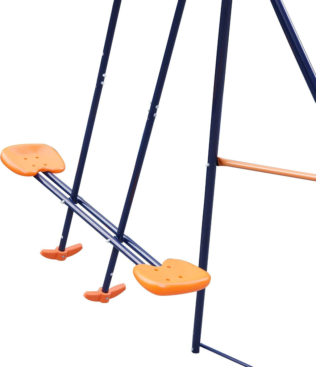 ZENY Outdoor Swing Set for Backyard, 2 Belt Swings and 1 Glider, A Frame Stand for Patio, Playground