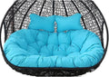 2 Person Egg Chair Cushion Replacement, Double Hanging Rattan Chair Cushion, Hanging Rocking Chair with 2 Adjustable Headrests, Hanging Mattress for Patio Garden Furniture(H)