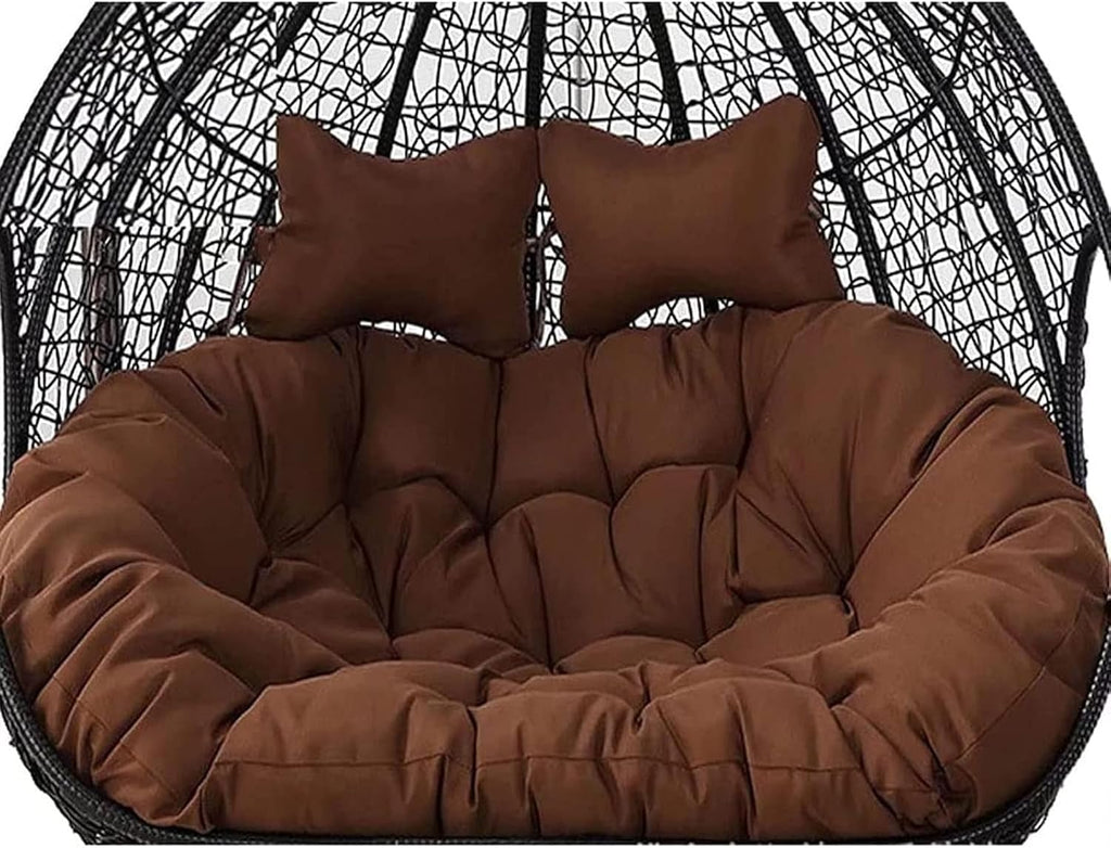2 Person Egg Chair Cushion Replacement Double Hanging Rattan Chair Cushion Hanging Rocking Chair with 2 Adjustable Headrests Hanging Mattress for Patio Garden Furniture(G)