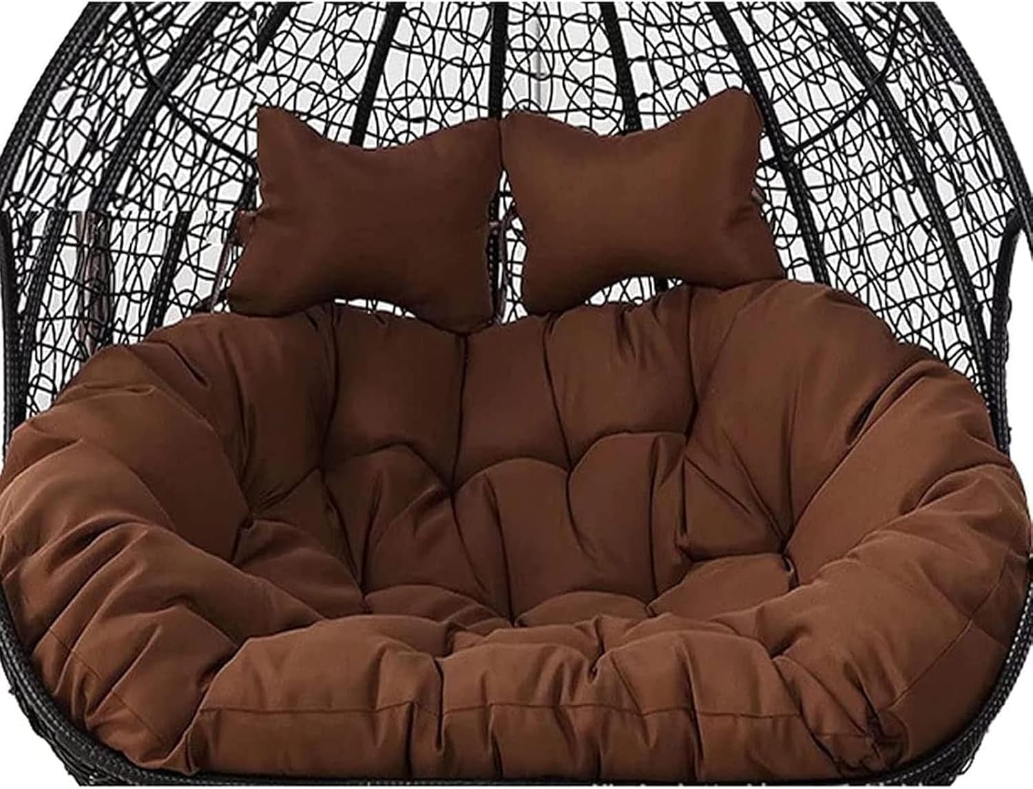 2 Person Egg Chair Cushion Replacement, Double Hanging Rattan Chair Cushion, Hanging Rocking Chair with 2 Adjustable Headrests, Hanging Mattress for Patio Garden Furniture(F)