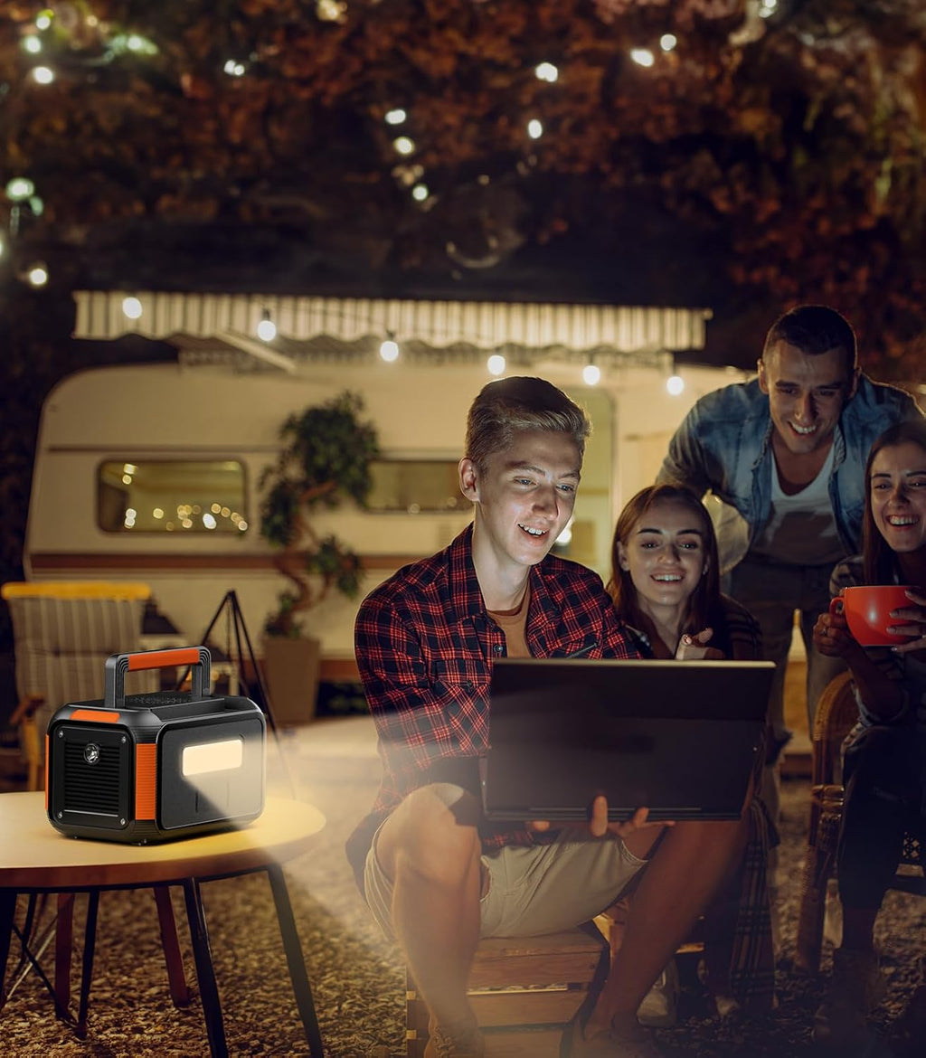 GRECELL Solar Generator 500W Portable Power Station 444Wh Solar Powered Generator 110V (1000W Peak) Pure Sine Wave AC Outlet PD 60W Fast Charge for Camping Outdoor Home Use Emergency Backup Trip RV
