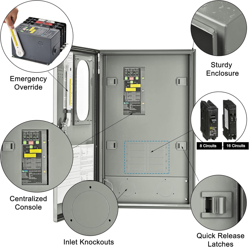 Natures Generator 3840Wh Solar Generator+ 30A Automatic Transfer Switch, Lithium Batteries, 6000W Power Station for Home Backup, RVs, Emergencies, Power Outages, and Outdoor Camping
