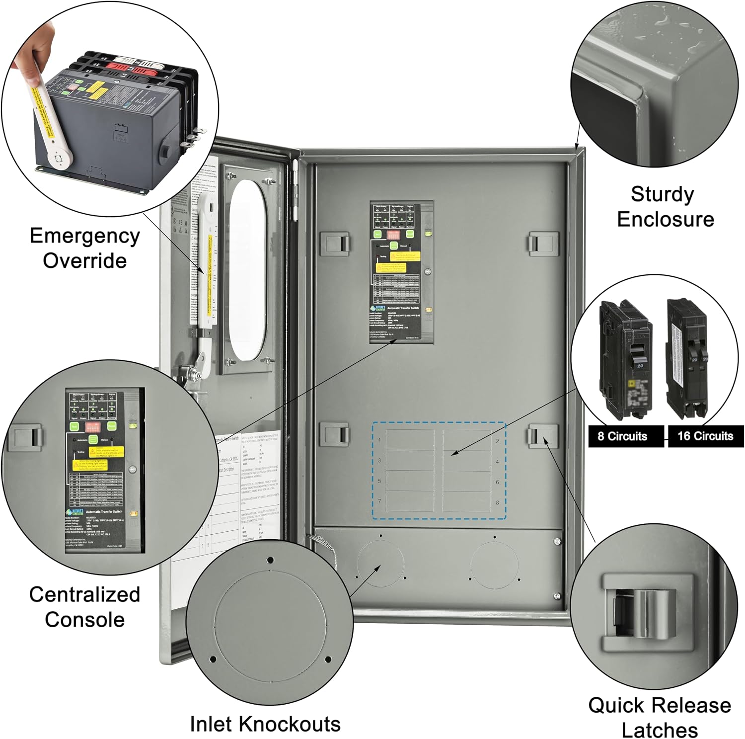 Natures Generator 3840Wh Solar Generator+ 30A Automatic Transfer Switch, Lithium Batteries, 6000W Power Station for Home Backup, RVs, Emergencies, Power Outages, and Outdoor Camping