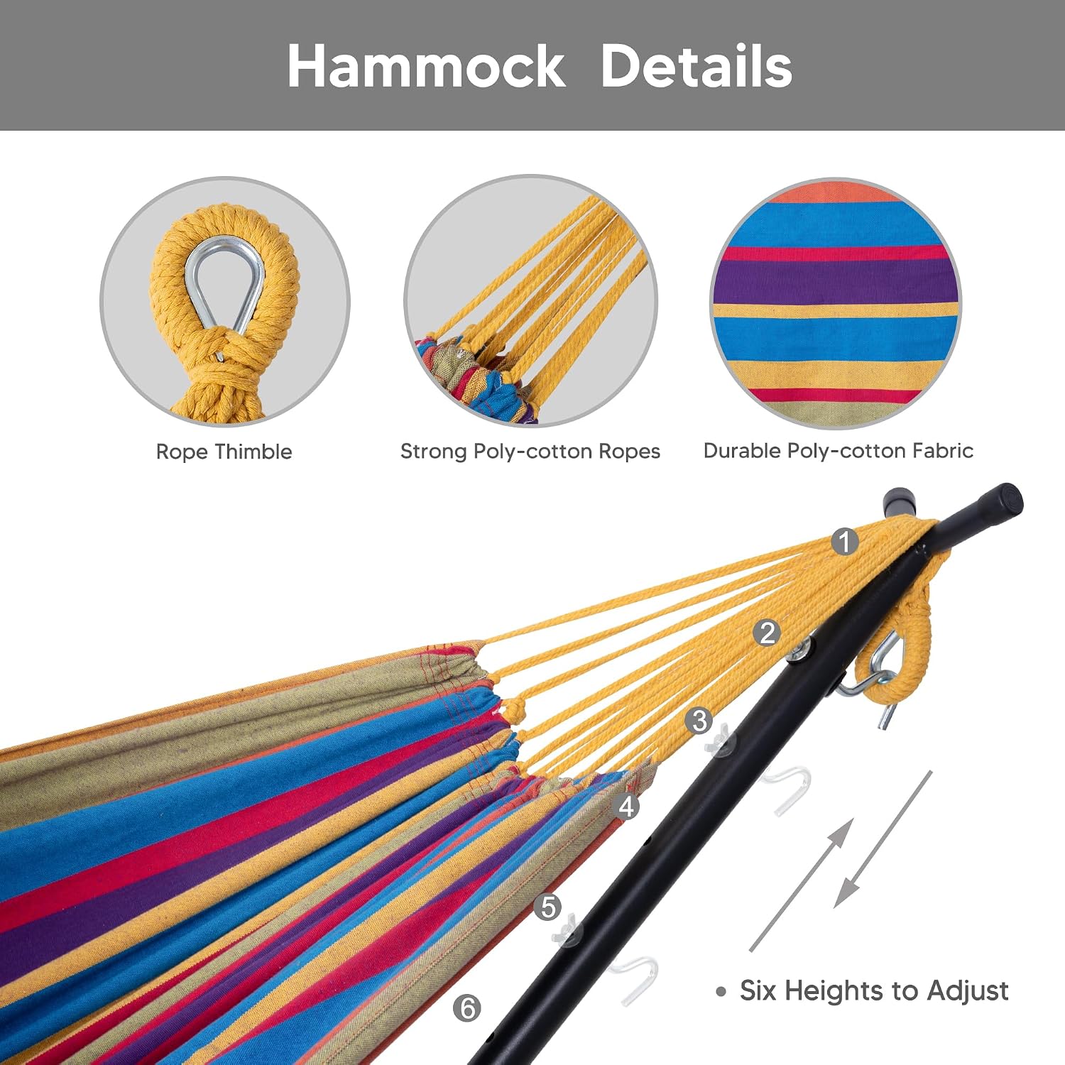 SUNCREAT 2-in-1 Convertible Backyard Fabric Hammock with Stand, Large Hammocks for Outside, Patented, Purple Stripe