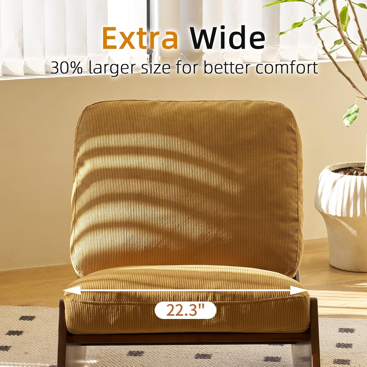 HAZO Nursery Rocking Chair Corduroy Fabric Upholstered Tall Back Glider Rocker Rocking Accent Chair Comfy Single Sofa Side Chair for Living Room Bedroom Hotel, Bedroom, Baby Room (Tan)