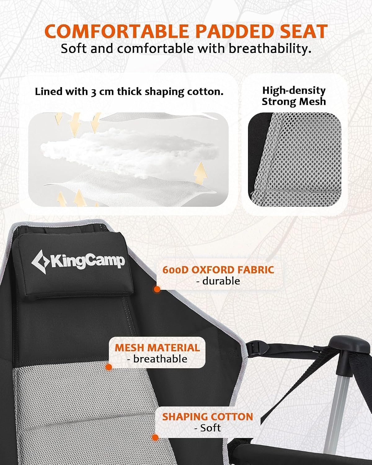 KingCamp Hammock Camping Chair, Swinging Portable Camp Chairs for Adults, 400lbs Heavy Duty Oversized Folding Rocking Chair with Adjustable Recline, Aluminum Alloy Frame for Outdoor Patio Beach Sport