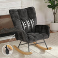Rocking Chair with Airbag, Comfy Modern Reading & Nursing Nursery Rocking Chair indoor, Cozy Upholstered Glider Rocker Chairs with High Backrest for Living Room Bedroom Offices(Chenille, Black)
