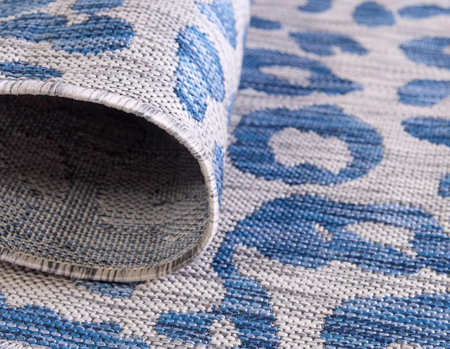 Unique Loom Outdoor Safari Collection Area Rug - Leopard (9' x 12' Rectangle, Blue/ Gray)