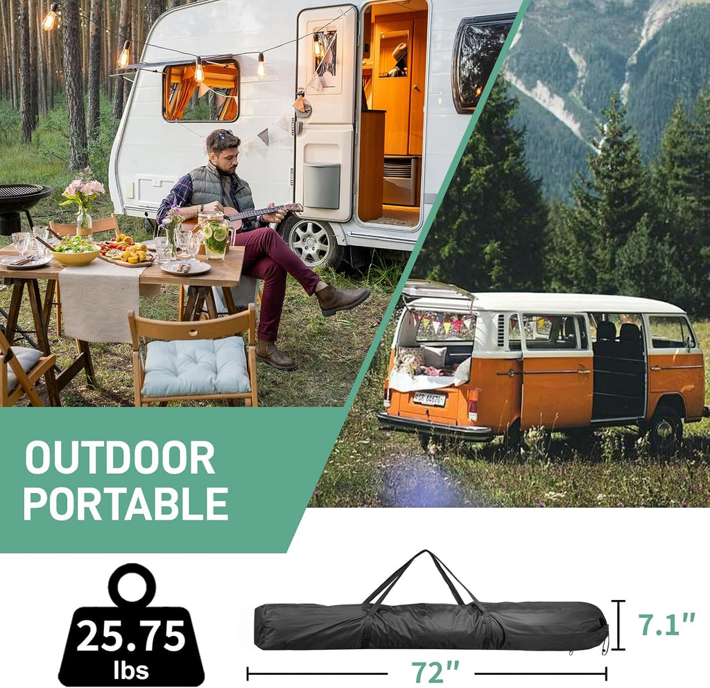 VINGLI 12x12 Pop Up Gazebo Tent, Portable Easy Up Screen Tent for Camping with Mosquito Netting, Camping Canopy Shelter with Carry Bag, Ground Stakes