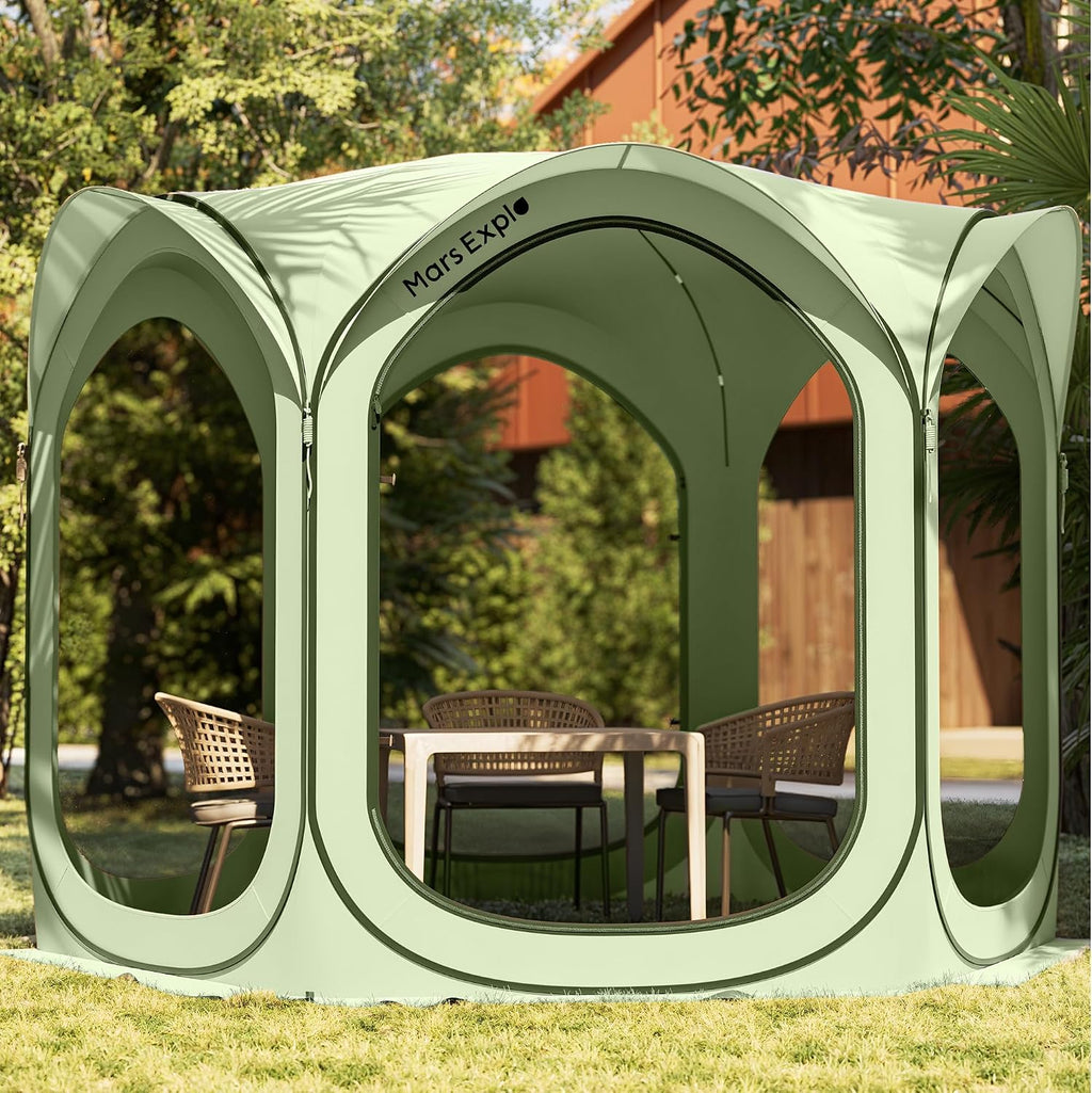Pop-Up Screen Tent 10x10 FT, Outdoor Screen House with Mesh Walls – Instant Tent Shelter for Camping, Patio, Beach, Sports – Rainproof, Windproof, Sunshade - Green