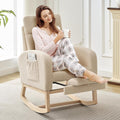 Rocking Chair Nursery, Nursing Rocking Chairs with Foot Rest for Mom Nursery,Rocker Glider Chair with High Backrest for Living Room, Bedroom, Upholstered Lounge Chair with Solid Wood Base for Relaxin