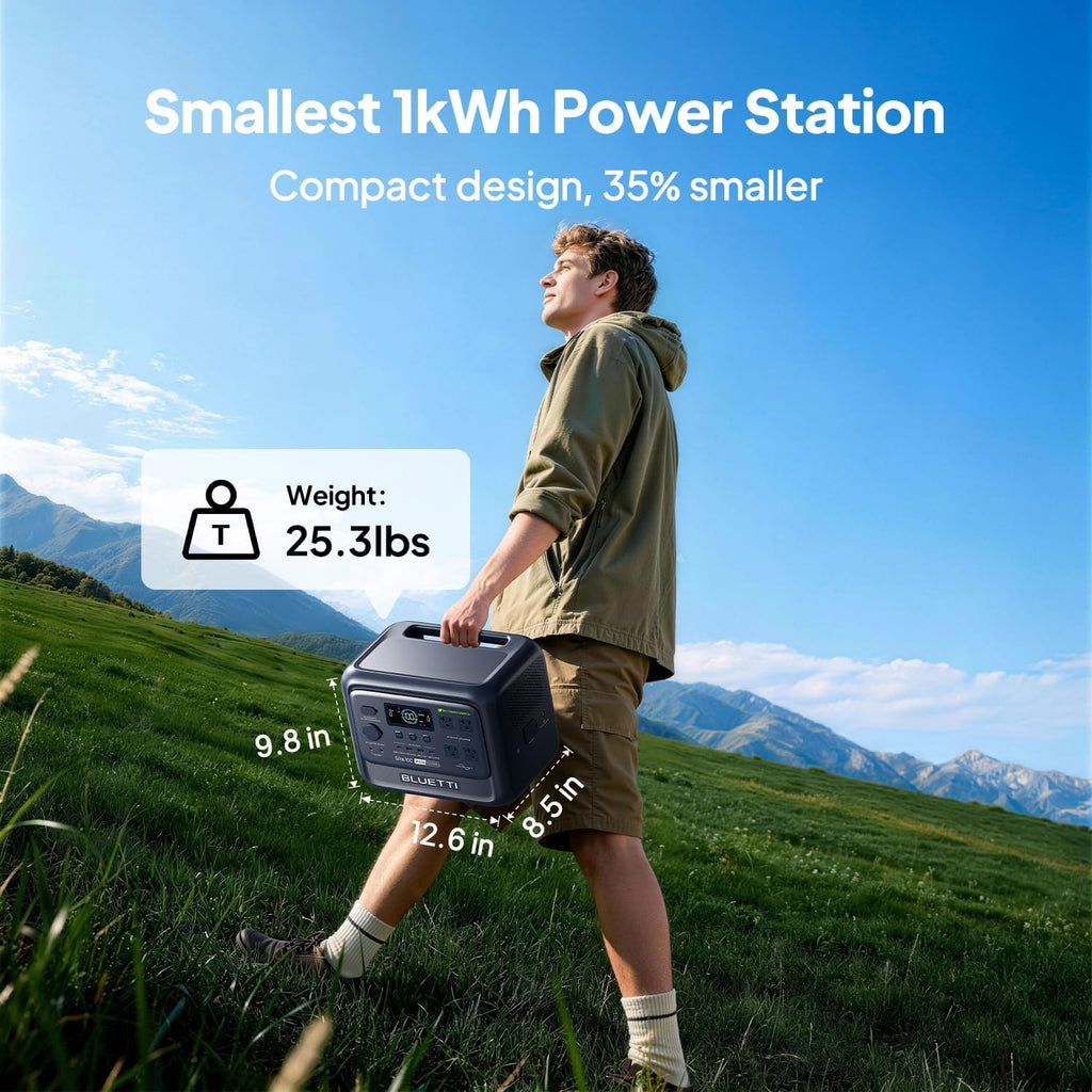 BLUETTI Elite 100 V2 (Bio-based) Portable Power Station, 1024Wh LFP Battery Backup w/ 4 1800W AC Outlets (3600W Surge), 35% Smaller, ISCC PLUS Certified Eco-Shell, Solar Generator for Camping, Outages