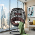 Egg Swing Chair with Stand Outdoor Indoor, Hanging Egg Chair with Cushions and Pillow,300lbs Capacity for Porch, Patio, Bedroom, Balcony, Black