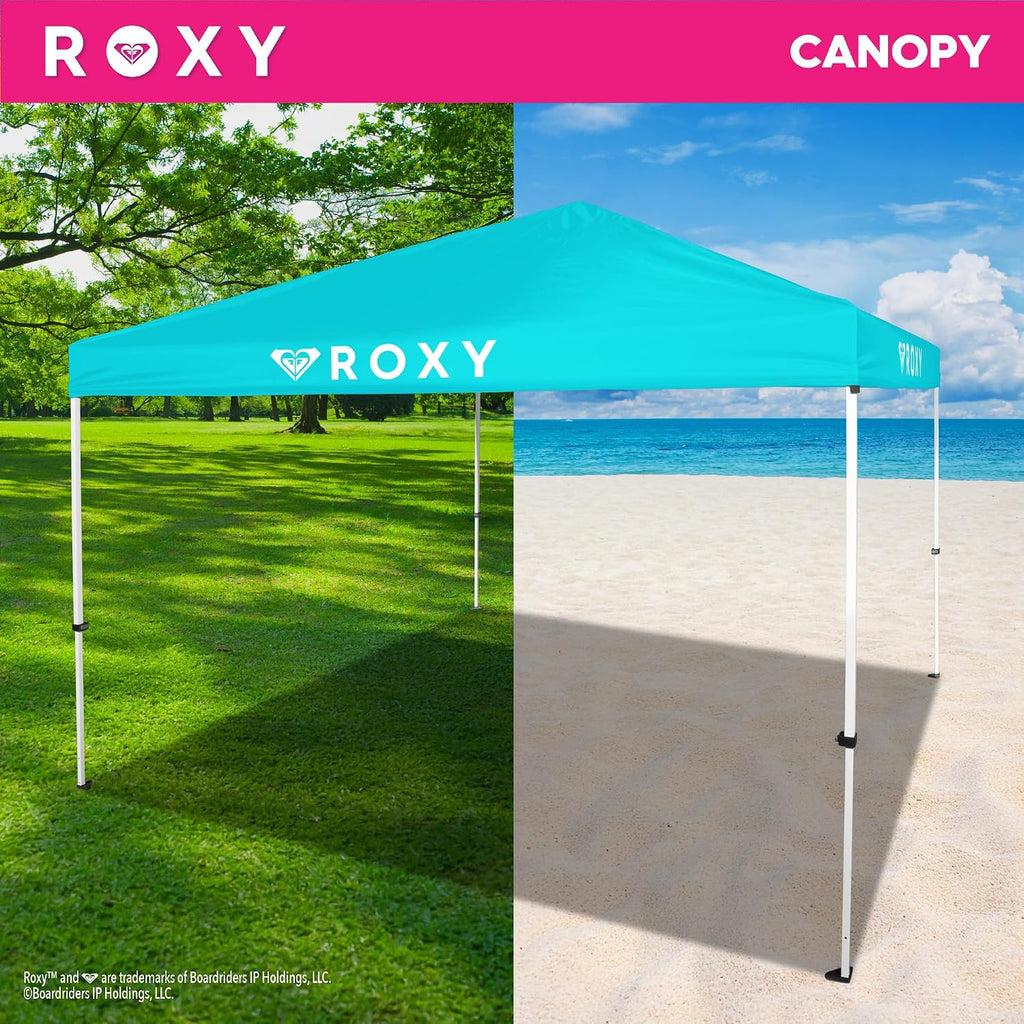 Roxy 10x10 Pop Up Canopy – UPF 50+ Outdoor Beach Tent with One-Push Setup – Portable Shade Shelter for Beach, Tailgate, Festivals, Camping – Water-Resistant Folding Gazebo with Wheeled Bag