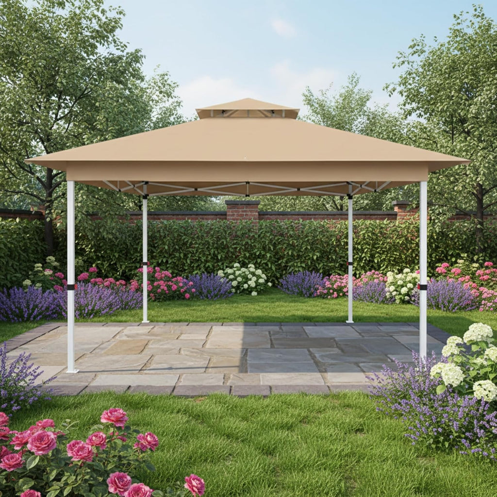 Garden Winds Reinforced RipLock 350 Replacement Canopy Top Cover Compatible with Outfine 12' x 12' Pop Up Gazebo Models CNP22036, OF200031AAA - Beige