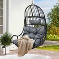 YITAHOME Hanging Egg Chair Swing Egg Chair Wicker Indoor Outdoor Hammock Egg Chair with Cushions 330lbs for Patio, Bedroom, Garden and Balcony, Gray (Stand not Included)