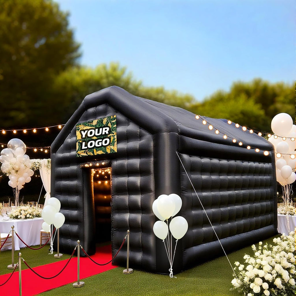 Small Inflatable Nightclub Tent 16.5x13x11.5Ft with Blower, Oxford Fabric Black Party Tent, Gazebo Event House for Backyard, Birthday, Rental Use