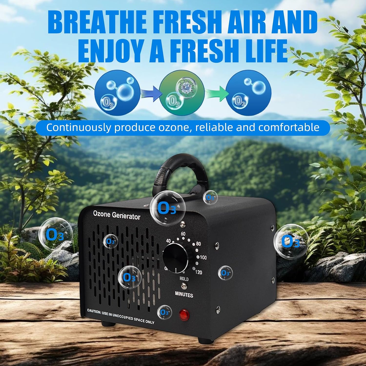 Ozone Generator, O3 Air Purifiers Odor Eliminator, High Capacity Ozone Machine, Ionizer Air Purifier Ozone for Home, Commercial, Industrial (Blue,10000mg/h)