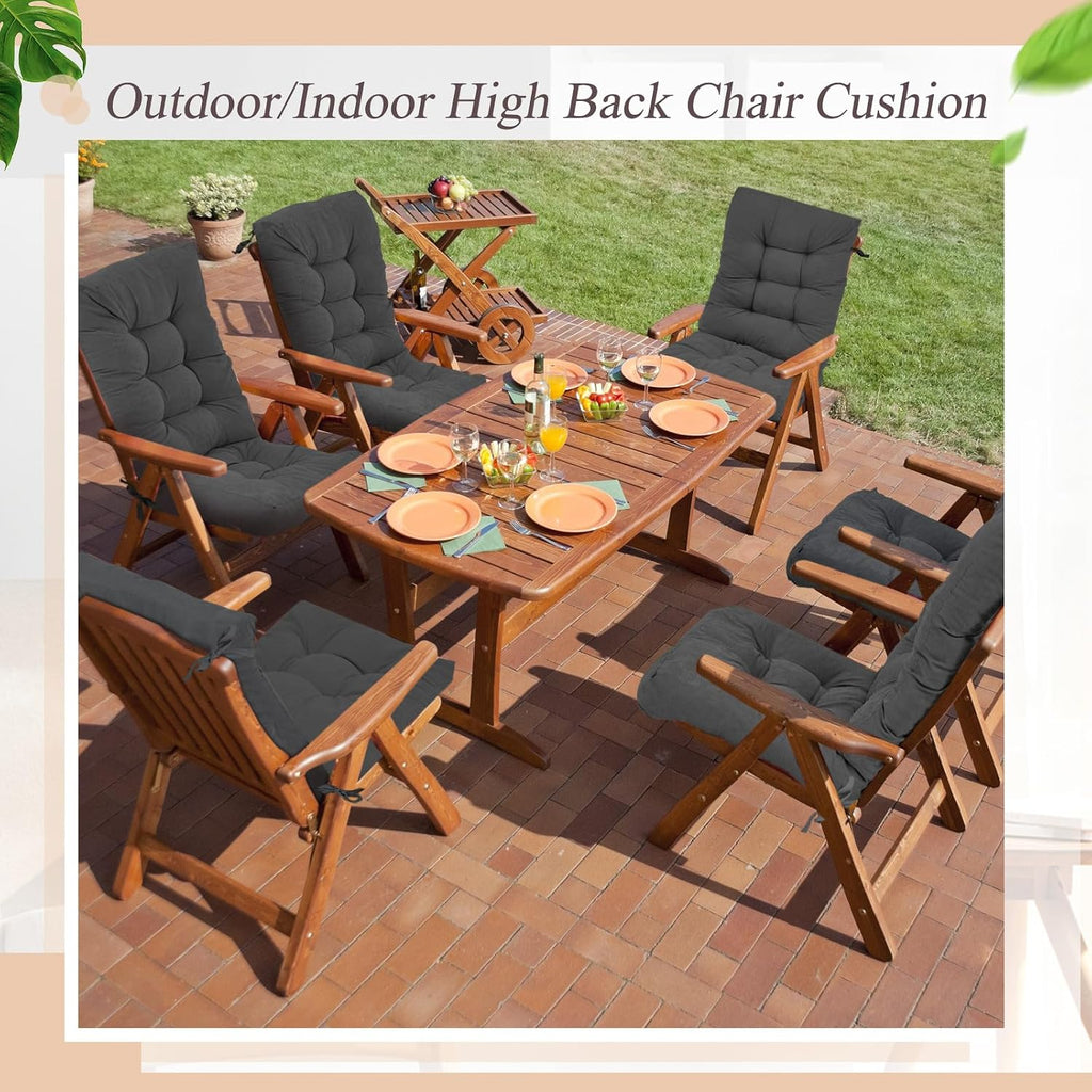 Juexica 4 Sets Outdoor Patio Chair Cushions Seat High Back Tufted Pillow Replacement Rocking Chair Cushions Pads for Patio Summer Seasonal Indoor Home Office (20 x 20 Inch,Dark Gray)