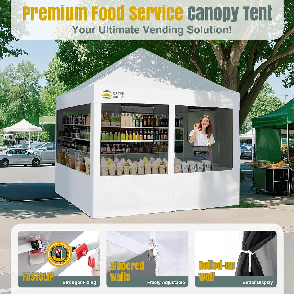 CROWN SHADES Pop Up Canopy Tent with 4 Mosquito Netting, Instant Commercial Tent with 1-Person Setup Patended Centerlock, 400D Silver Coated Fabric, 4' Wheels, Sto'N Go Bag,