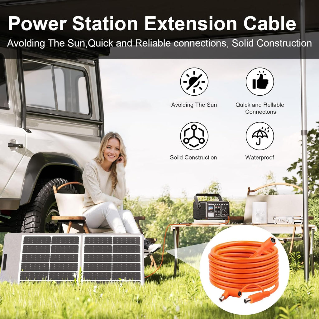 100FT 14AWG DC7909 Solar Panel Extension Cable Compatible with Jackery Solar Generator,Solar Charging Cord Female to Male with DC8020 Adapter Suit for Gz Yeti Anker Jackery Portable Power Station