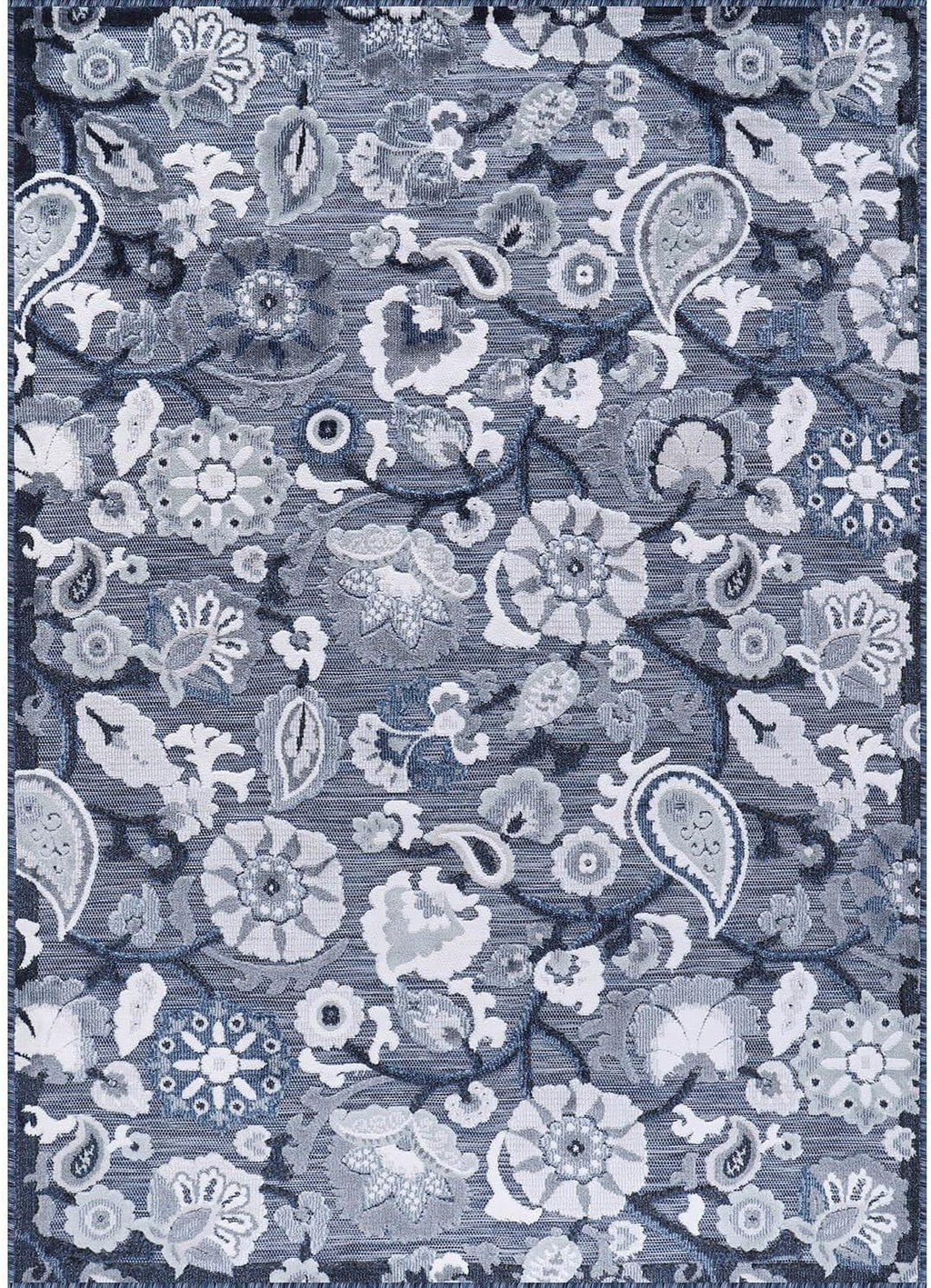 Luul Home Floral Indoor Outdoor Rugs 9x12 Large Area Rug for Living Room, Patio Decor, Kitchen, and Entryway Rug, Washable Stain Resistant Outside Carpet Navy 9 x 12