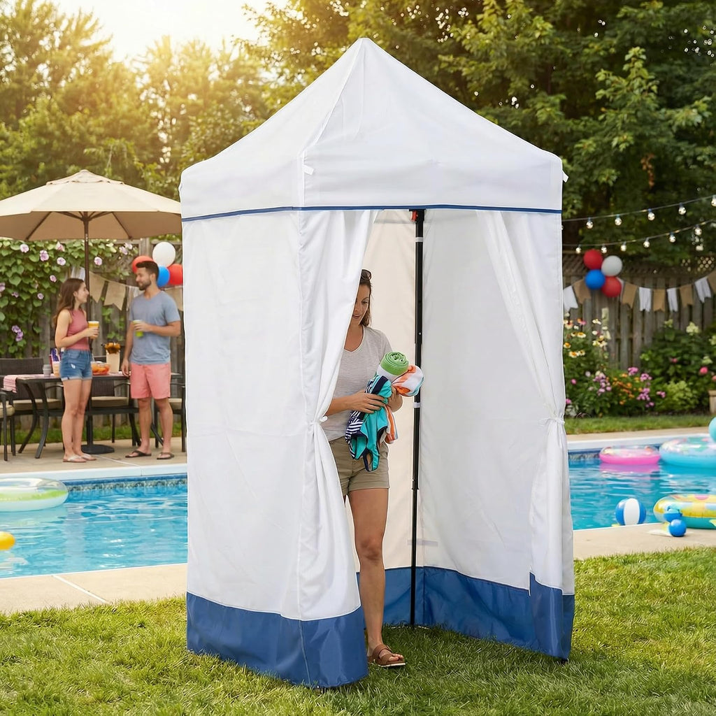 SUNJOY 4 x 4 Pop-Up Canopy Tent, Portable Instant Privacy Changing Tent, Toilet Stall with Sidewalls, Light Weight Sun Shelter with Carry Bag, for Camping and Beach, Navy