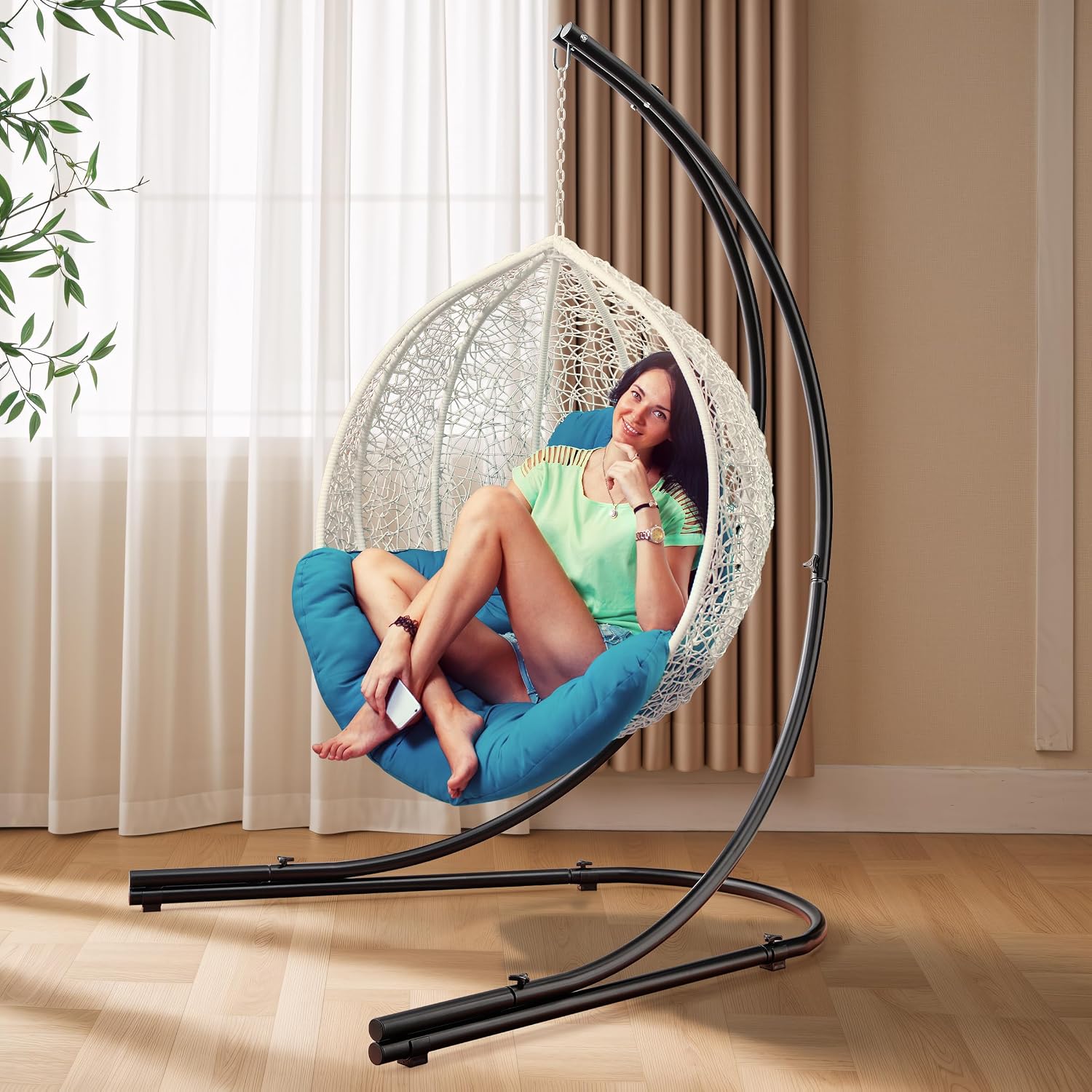 Sorbus Hammock Chair Stand Hanging Chair Stand- Heavy Duty Steel Sensory Swing Stand- Weather & Rust Resistant Arc Stand- Adjustable Portable Stand 330lbs - Tree,Lounger,Air Porch,Indoor/Outdoor,Yard