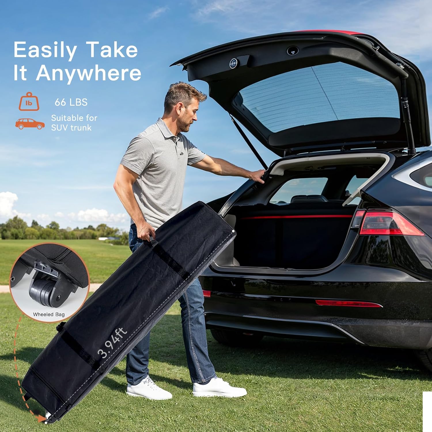Amada 20x10 Pop Up Canopy Tent - Center Lock One Push Commercial Instant Canopies with 3-Height Adjustable & Wheeled Bag, 12 Stakes 6 Sandbags 6 Ropes, Great for Trade Shows, Events (20x10ft, White)