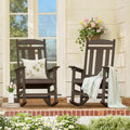LUE BONA Outdoor Rocking Chairs Set of 2, Weather Resistant HDPS Poly Rocker Chairs, 350lb Heavy Duty, Oversized Porch Rocker for Adult, High Back Smooth Rocking Chair for Outdoor & Indoor, Brown