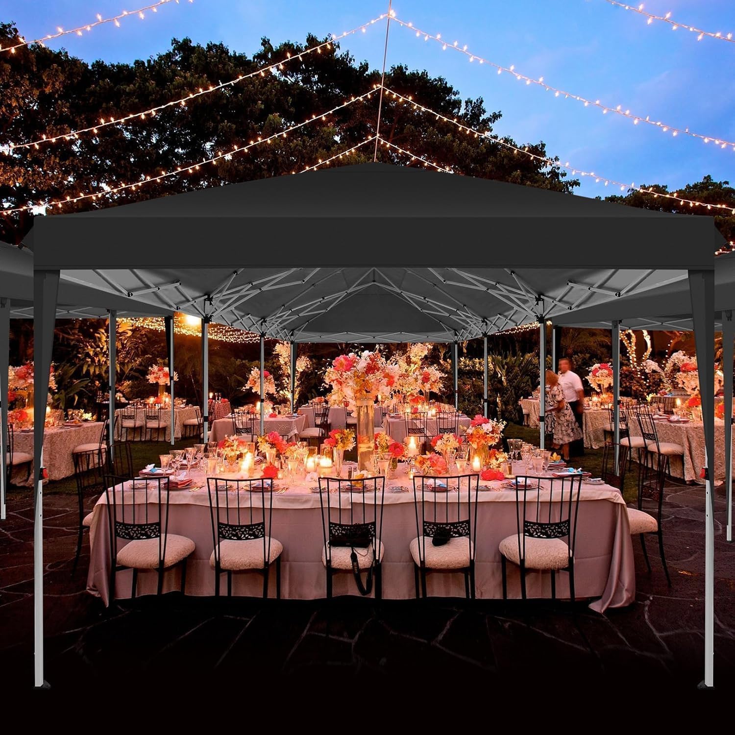 COBIZI 10x30 Canopy Party Tent with 8 Walls 10x30 Pop Up Canopy for Parties Waterproof UPF 50+ Outdoor Commercial Event Tent for Party Backyard Gazebo Canopy with Sidewalls & Sandbags(Black)