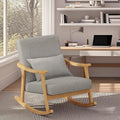 POWERSTONE Nursery Rocking Chair Upholstered Glider Rocker with PP Pillow & Rubber Wood Frame Modern Single Rocking Armchair for Bedroom, Living Room, Balcony, Offices, Nursery Grey