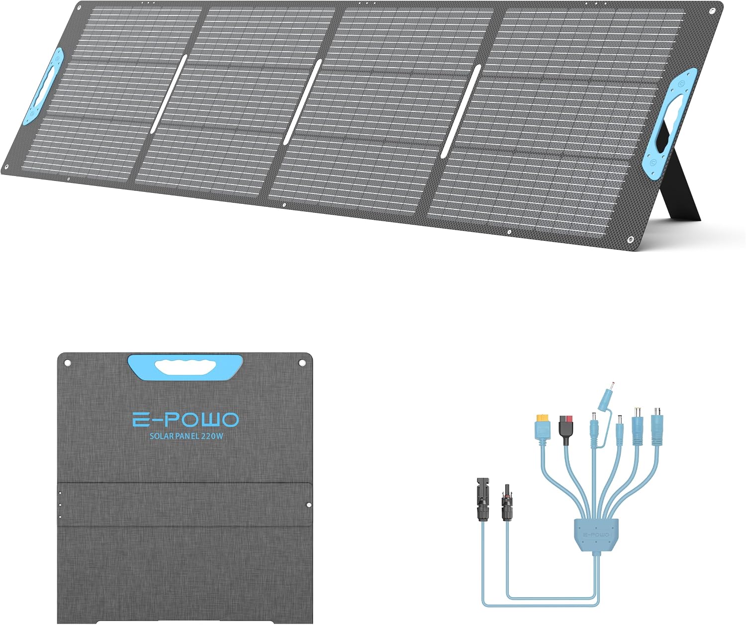220W Portable Solar Panel for Power Station, 23.5% High Efficiency ETFE Foldable Solar Panels Charger, QC3.0 USB-A &Type-C Output,IP67 Waterproof for RV, Outdoor Camping, Off Grid Blackouts