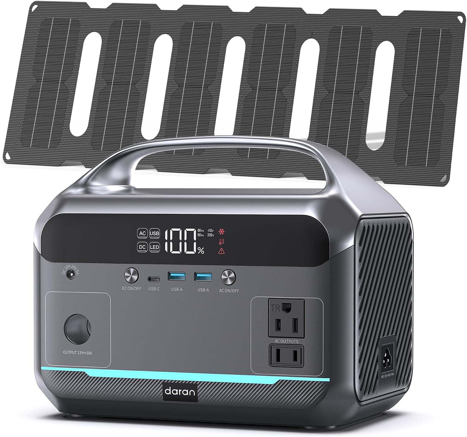 Portable Power Station with Solar Panel 40W, 288Wh (90,000mAh) LiFePO4 Battery, 350W (600W Peak) Generator, 8.2LB Portable Charger with AC Outlets for Home, Camping, Emergency