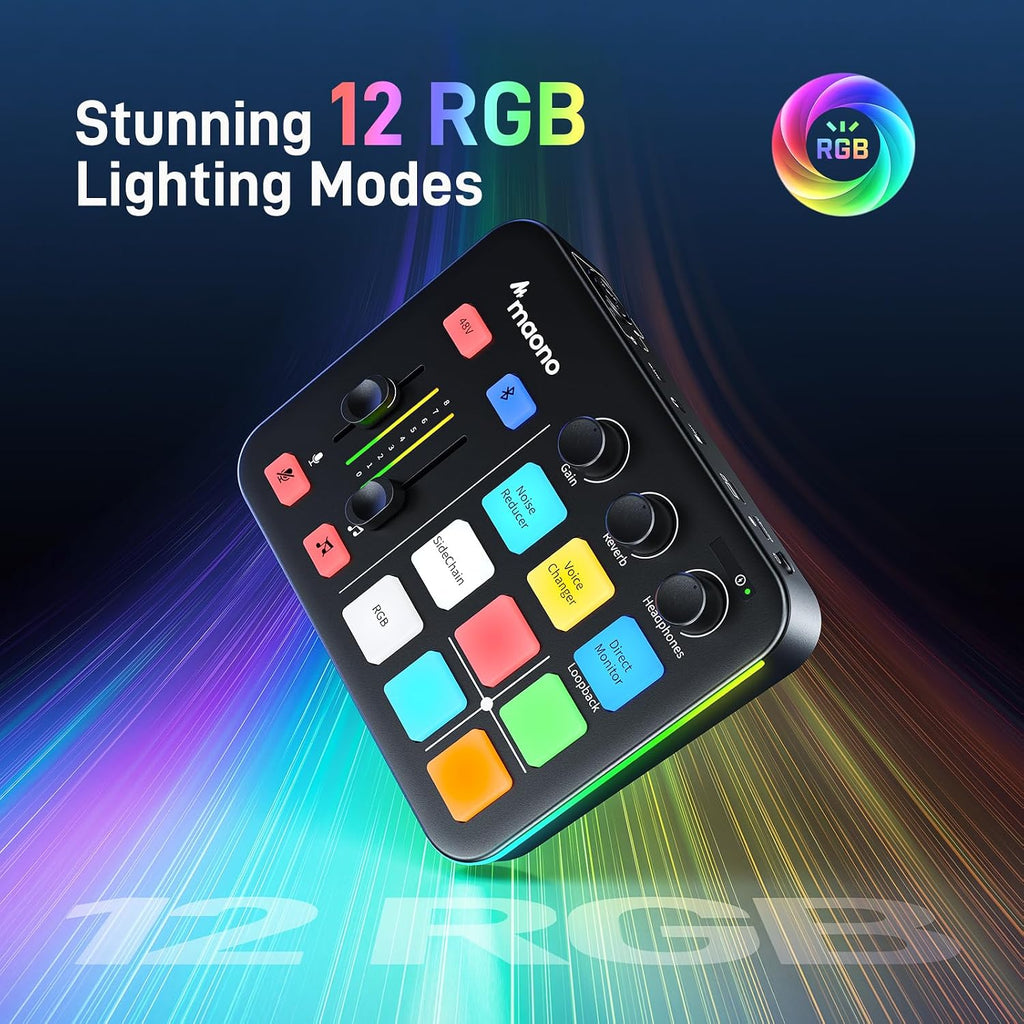 MAONO Dynamic Gaming Equipment: Gaming Mixer with Dynamic Mic and 3.5 mm Monitor Headphones for Gamer, Youtuber, Podcaster