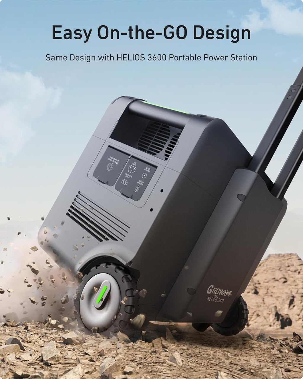 GROWATT 3686Wh Extra Battery for HELIOS 3600 Portable Power Station, LiFePo4 Expansion Battery, 9 DC Outlets for Cell Phone, PC, Tablets or Other Devices, for Home Use, Emergency, Camping and RV