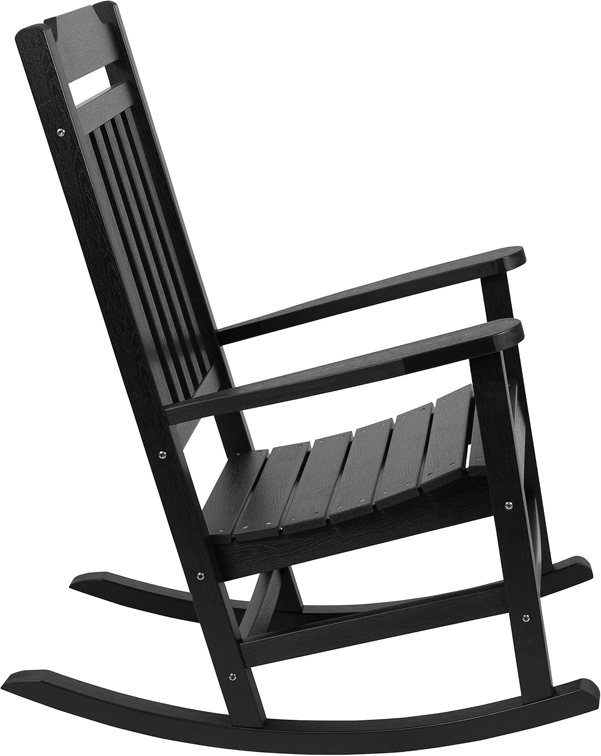 Flash Furniture Set of 2 Winston All-Weather Rocking Chair in Black Faux Wood