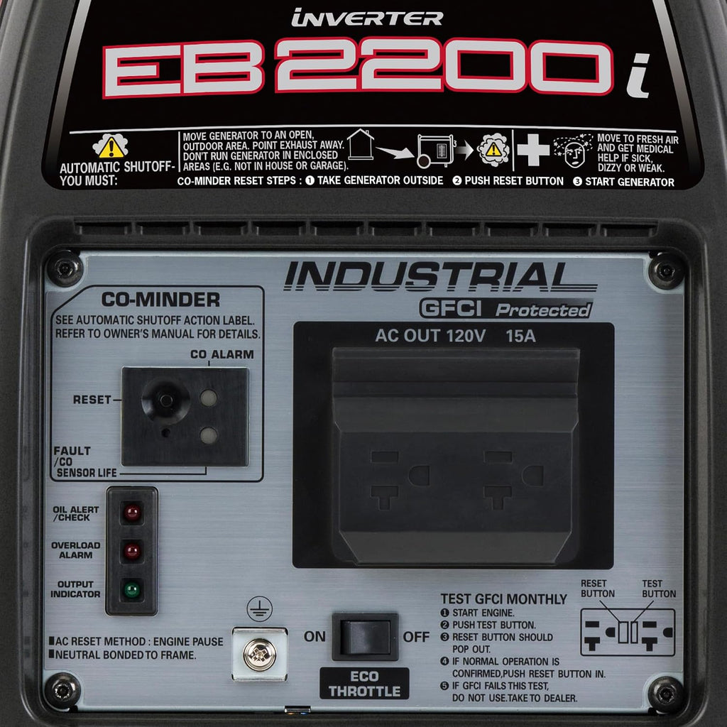 Honda EB2200i 2200 Watt Inverter Generator, Super Quiet 120V Gas Powered OSHA-Compliant Outdoor Portable Generator for Construction Site or Backup Power Supply, Up to 8.1 Hour Run Time (EB2200ITAN)