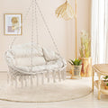 RELAX4LIFE Hammock Macrame Swing Chair - Swinging Chair w/Removable Cushion & Handwoven Tassels, Max 440 LBS, Indoor Outdoor Hanging Chair for Bedroom Patio Porch, Boho Hammock Swing (52 x 26 inch)