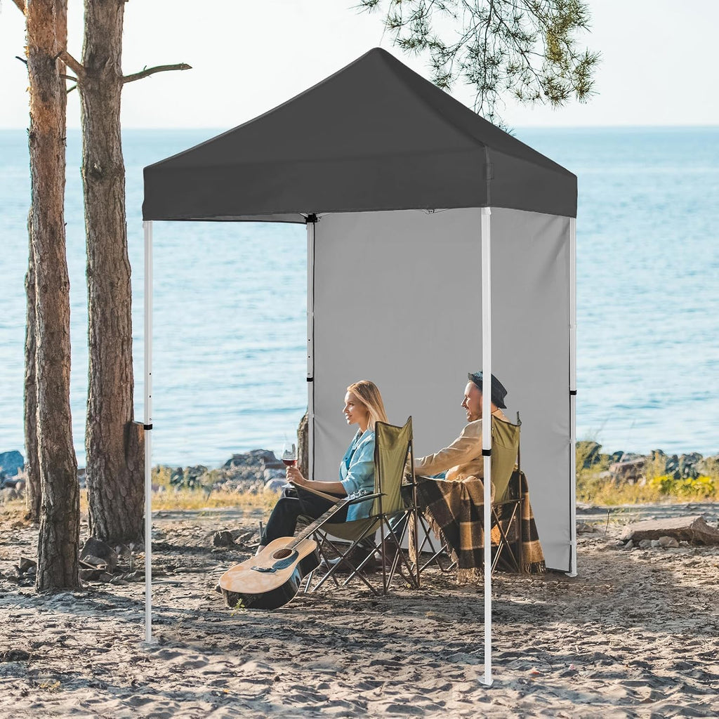 EAGLE PEAK Pop up Canopy 5x5, Outdoor Portable Canopy Tent with One Removable Sunwall, Carry Bag Included, Gray
